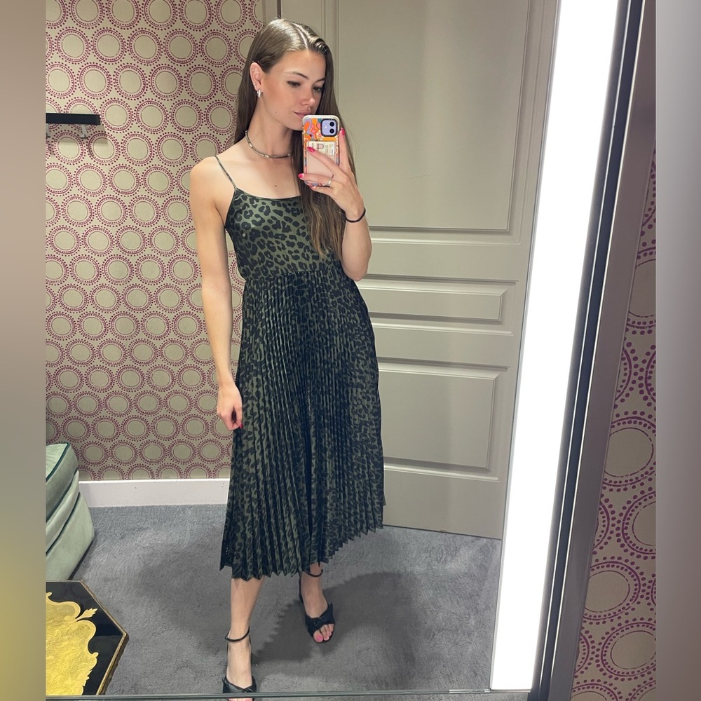 All Saints Green Cheetah Print dress